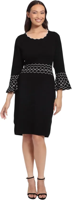 London Times Women's Knit Lurex Shine Dressy Occasion Event Sweater Dress