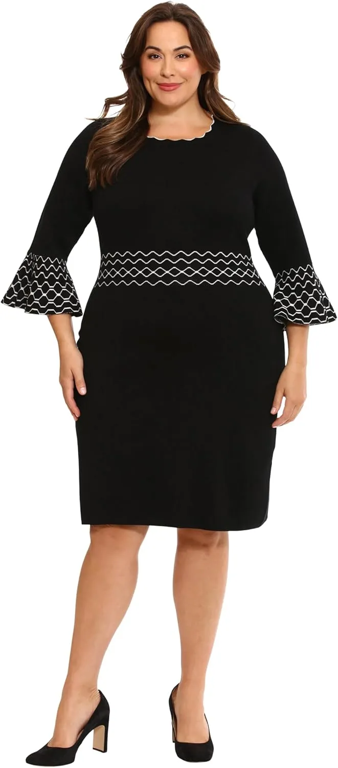 London Times Women's Knit Lurex Shine Dressy Occasion Event Sweater Dress