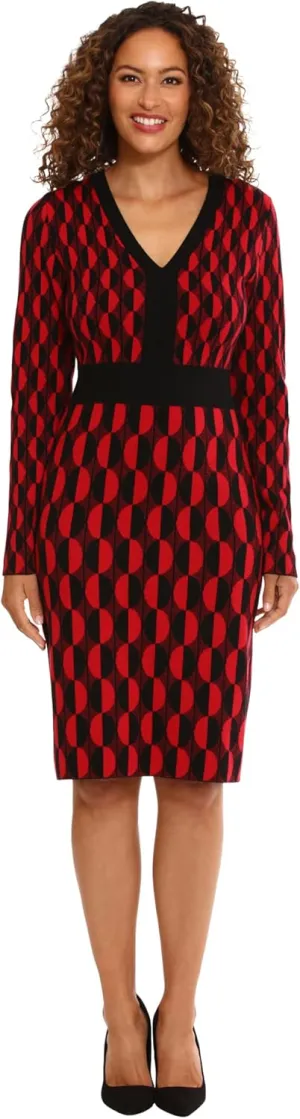 London Times Women's Knit Sweater Fall Boot Dress