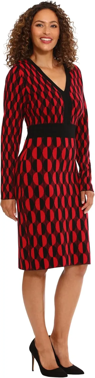 London Times Women's Knit Sweater Fall Boot Dress