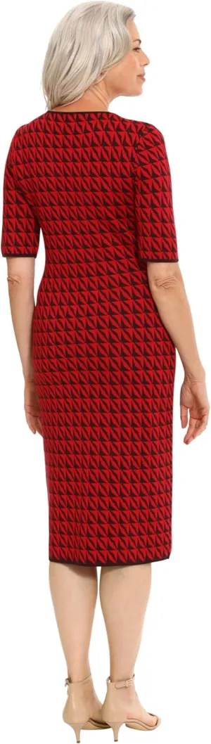 London Times Women's Knit Sweater Fall Boot Dress
