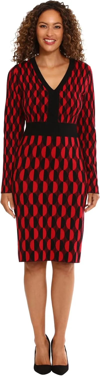 London Times Women's Knit Sweater Fall Boot Dress