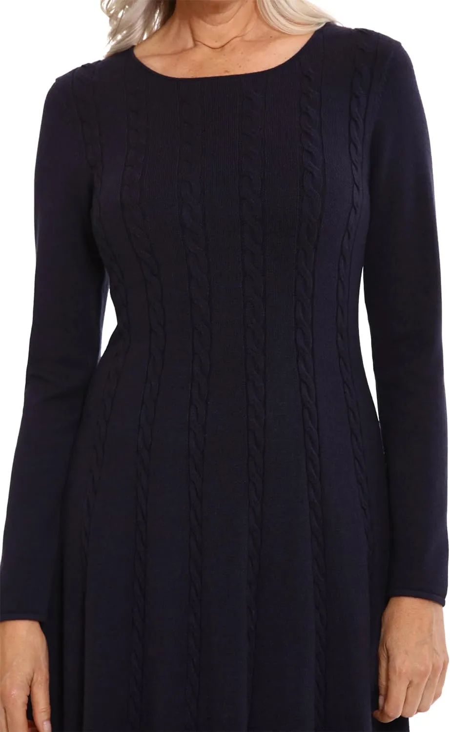 London Times Women's Knit Sweater Print and Solid Fall Holiday Boot Dress