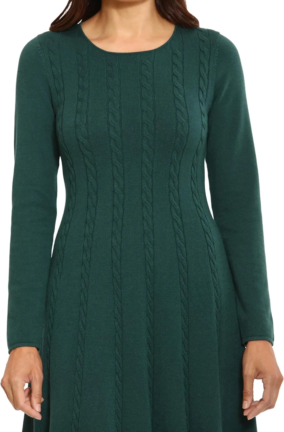 London Times Women's Knit Sweater Print and Solid Fall Holiday Boot Dress
