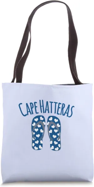 Love Heart Cape Hatteras Island Coastal Beach Flip Flops Tote Bag