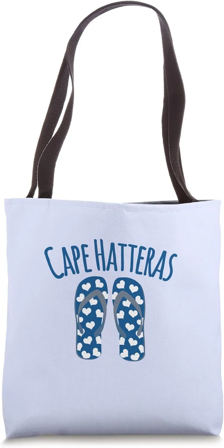 Love Heart Cape Hatteras Island Coastal Beach Flip Flops Tote Bag