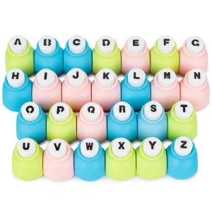 LOVEINUSA 26PCS Alphabet Hole Punch Circle Cutter Punches, A-Z Letter Tool Paper Punch Shapes for Scrapbooking, Greeting Cards, Photo Albums & Learning Activities, Perfect for DIY Festival Decorations