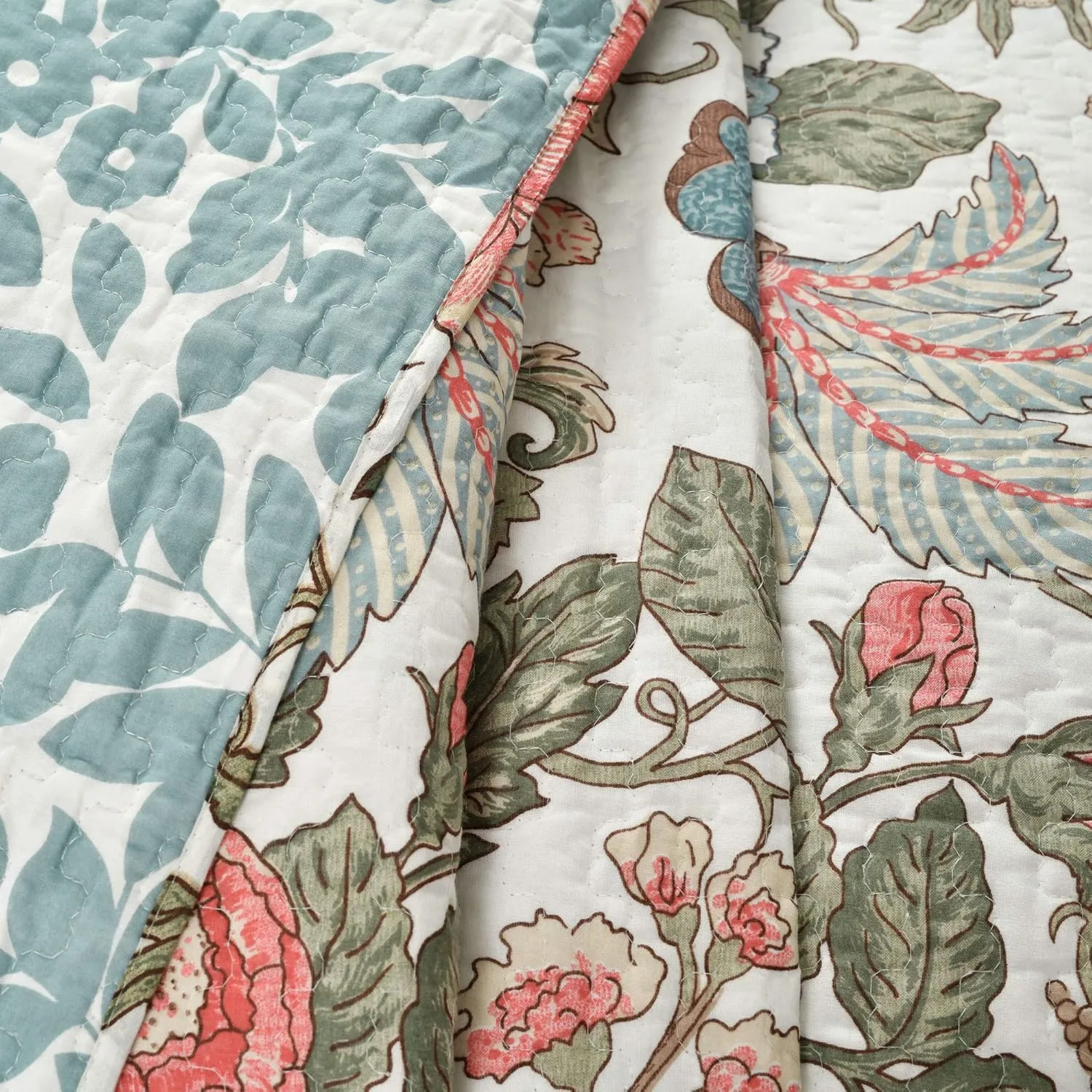 Lush Decor Sydney 3 Piece Quilt Set, King/Cal King, Green & Blue