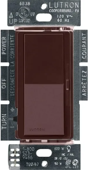 Lutron Diva LED  Dimmer Switch for Dimmable LED, Halogen and Incandescent Bulbs, 150 Watt, Single-Pole or 3-Way, DVCL-153P-BR, Brown