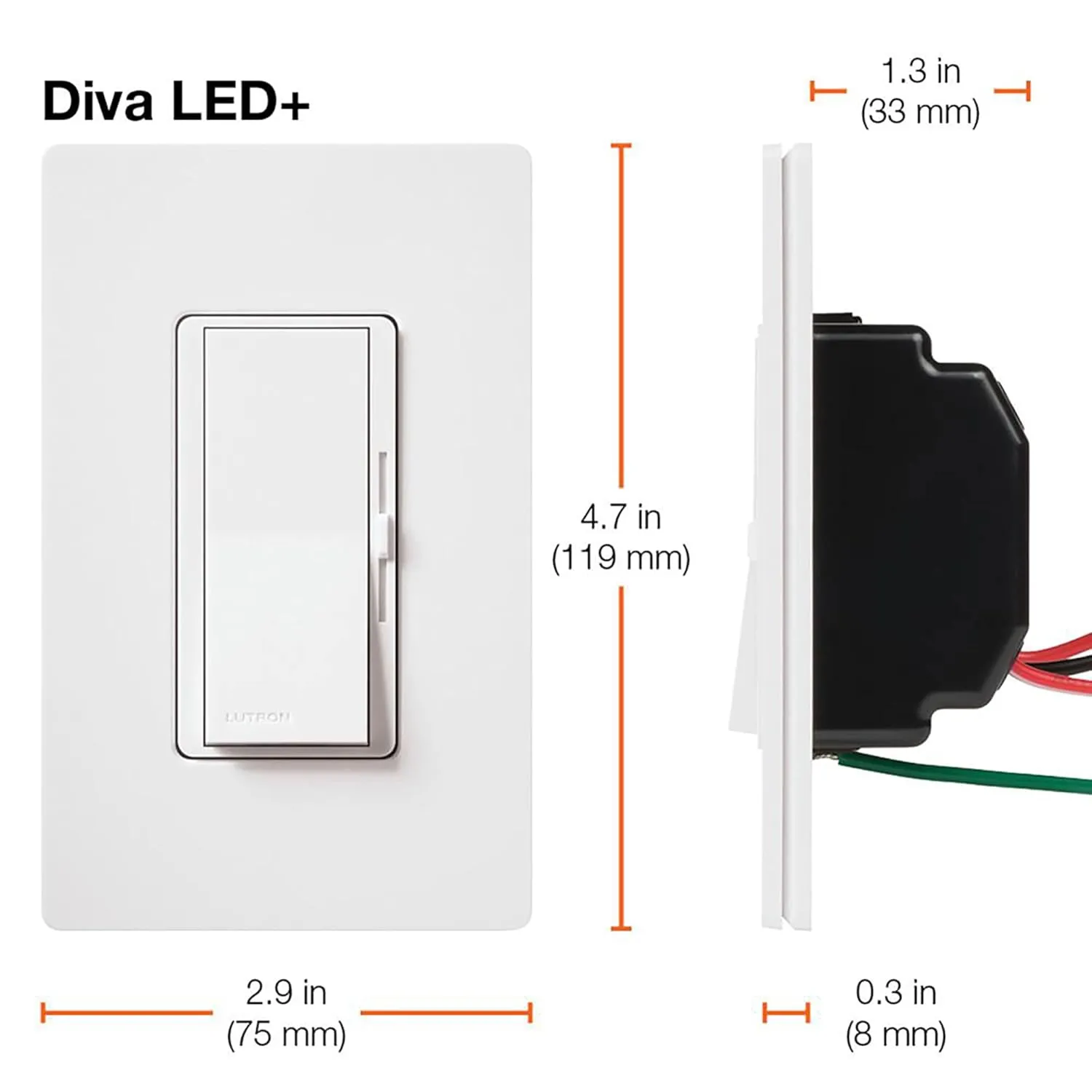 Lutron Diva LED  Dimmer Switch for Dimmable LED, Halogen and Incandescent Bulbs, 150 Watt, Single-Pole or 3-Way, DVCL-153P-WH-3, White, 3 Pack