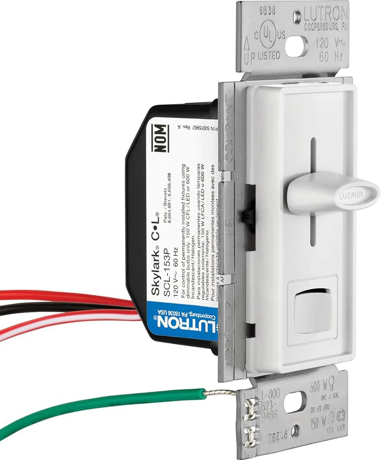Lutron Skylark LED  Dimmer Switch for Dimmable LED, Halogen and Incandescent Bulbs | 150W/Single-Pole or 3-Way | SCL-153P-WH | White