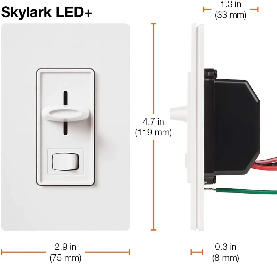Lutron Skylark LED  Dimmer Switch for Dimmable LED, Halogen and Incandescent Bulbs | 150W/Single-Pole or 3-Way | SCL-153P-WH | White