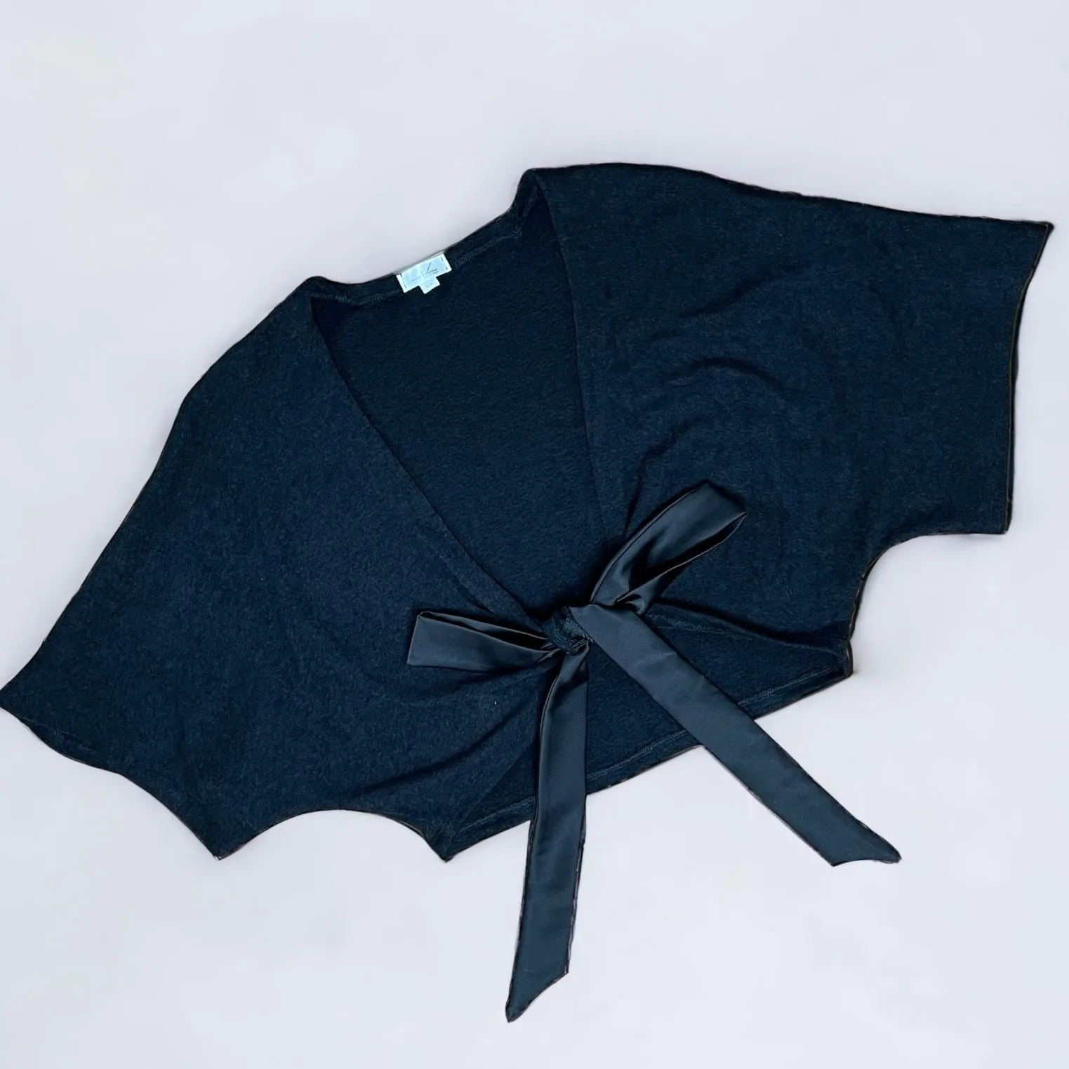 Luxe Cropped Sweater Knit Wrap Top Ballet Warm Up - Black