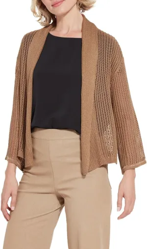 Lyssé Harper Linen Cardigan – Mesh Cardigan for Women and Open Front Cardigan Sweater with Long Sleeves