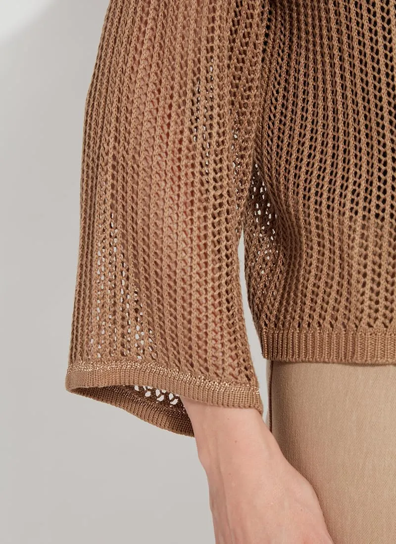 Lyssé Harper Linen Cardigan – Mesh Cardigan for Women and Open Front Cardigan Sweater with Long Sleeves
