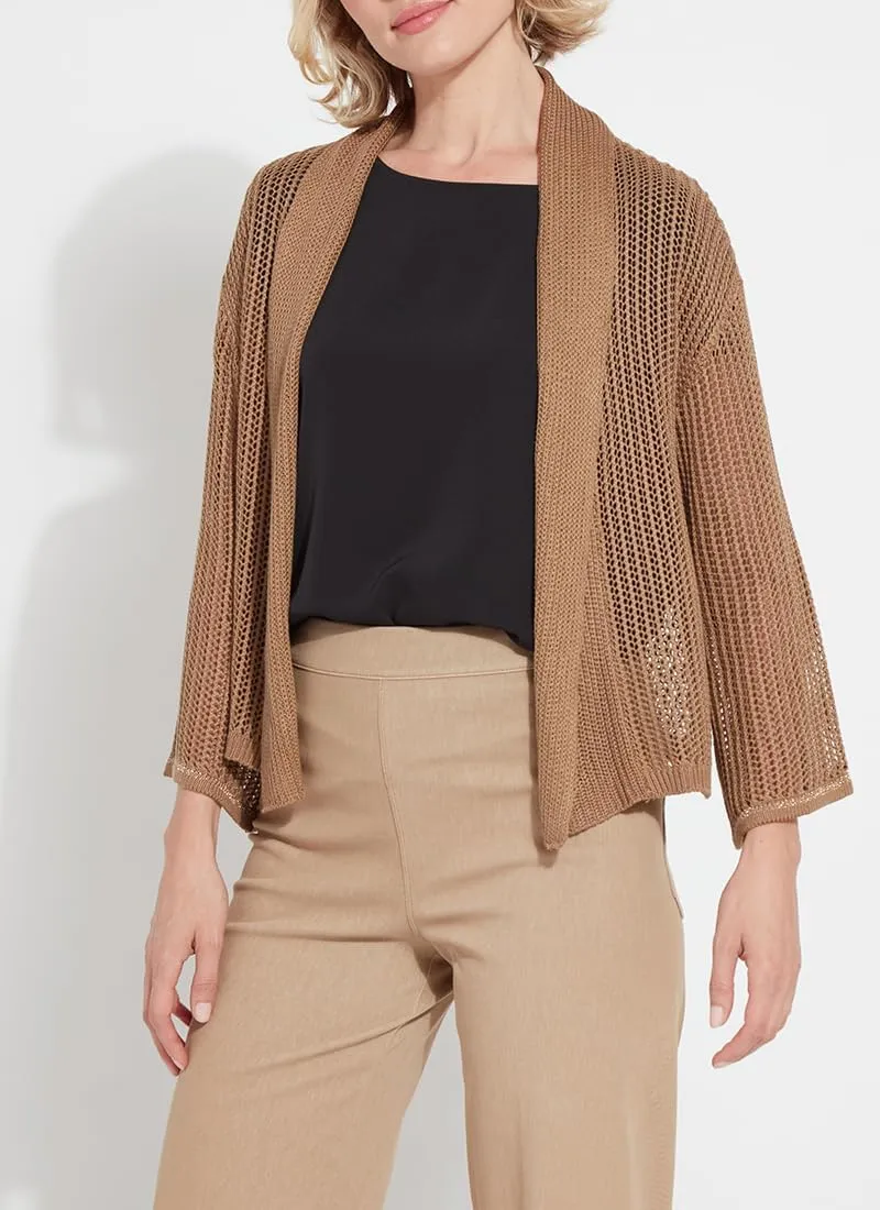 Lyssé Harper Linen Cardigan – Mesh Cardigan for Women and Open Front Cardigan Sweater with Long Sleeves