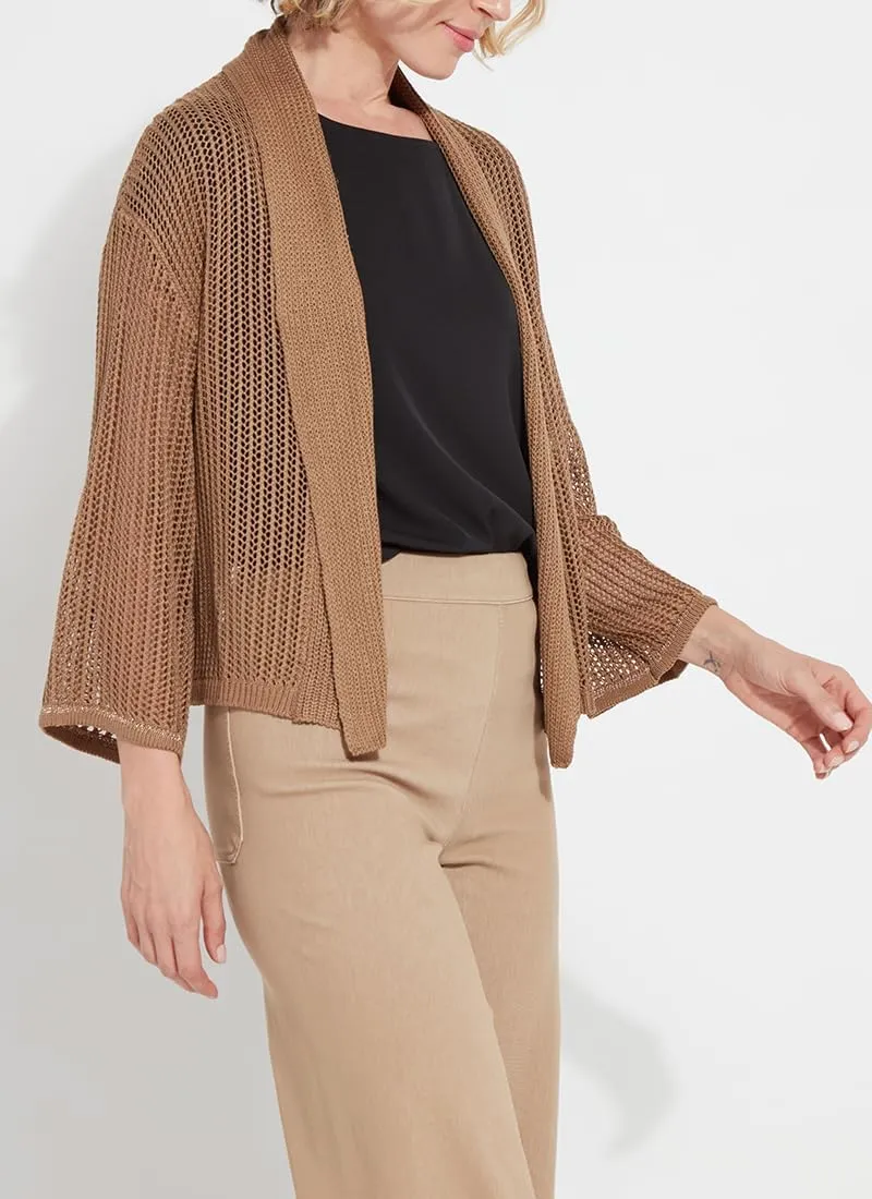 Lyssé Harper Linen Cardigan – Mesh Cardigan for Women and Open Front Cardigan Sweater with Long Sleeves