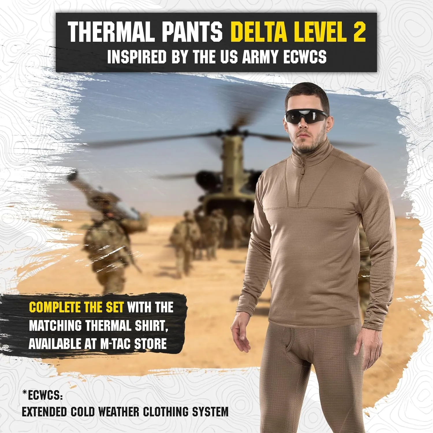 M-Tac Mens Bottoms Thermal Underwear for Men Fleece Lined Compression Pants Base Level 2