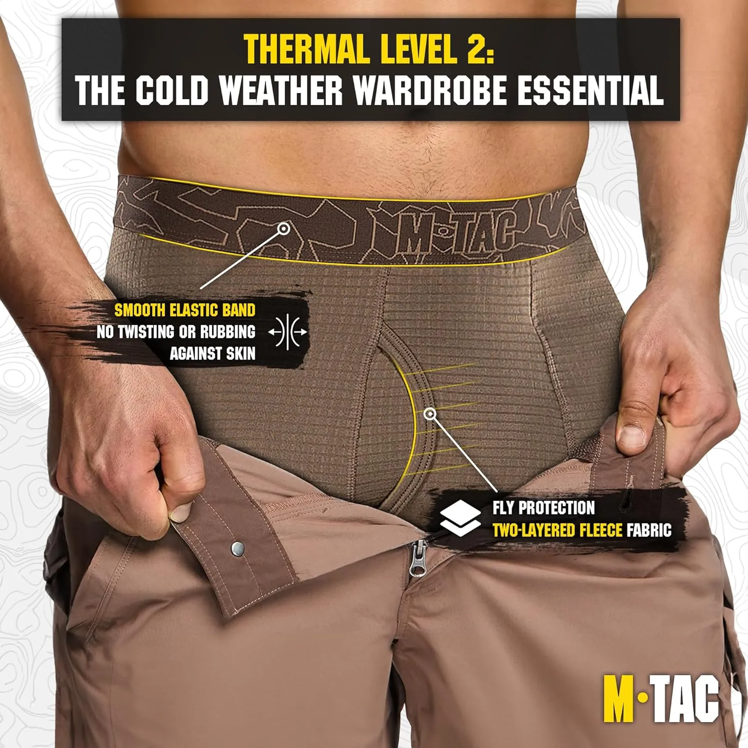 M-Tac Mens Bottoms Thermal Underwear for Men Fleece Lined Compression Pants Base Level 2