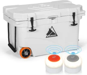 MADOG Cooler with Wheels, Leak-Proof Rolling Beach Cooler with LED Light Bluetooth Speaker, LLDPE Wheeled Coolers, Ideal Portable Cooler for Fishing, Camping, Boating and Traveling