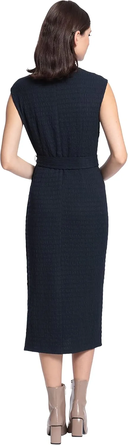 Maggy London Women's Mock Neck Side Placket Midi Dress
