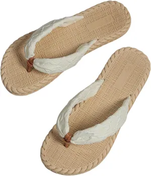 MakeMeChic Women's Braid Flip Flops Thong Sandals Open Toe Beach Slide Slippers