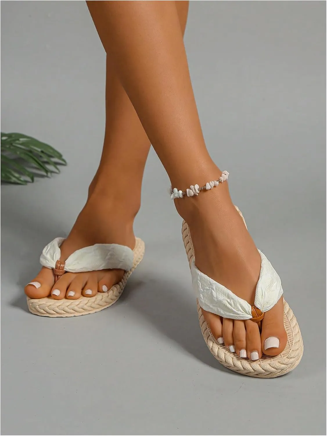 MakeMeChic Women's Braid Flip Flops Thong Sandals Open Toe Beach Slide Slippers