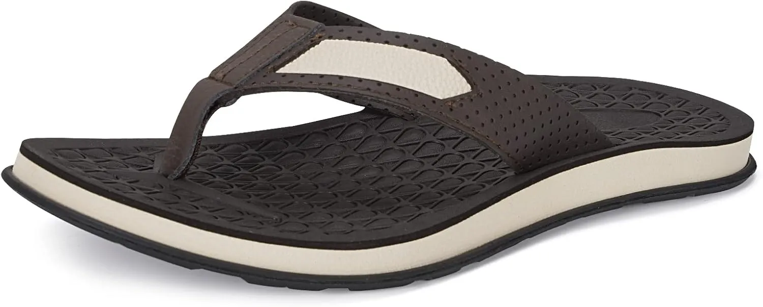 MALIDA Flip Flops For Men Non-Slip Bathroom Shower Shoes Cushion foam Indoor and Outdoor Thong Sandals,Brown US 10