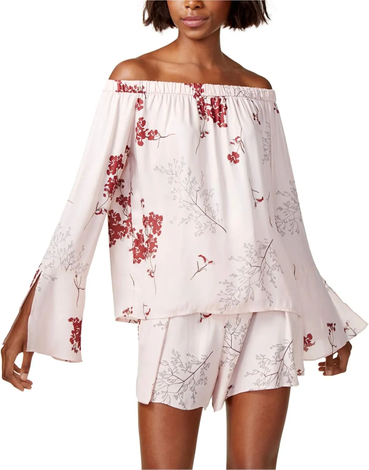 Mare Mare Womens Lex Off-The-Shoulder Floral Print Peasant Top Pink S