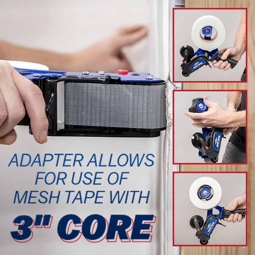 Marshalltown Mesh Taper, Applies Self-Adhesive Mesh Tape to Flat Seams, 12-1/2 Inch x 10 Inch, Holds Tape with 2 Inch and 3 Inch Cores, Trigger Operated Blade, Drywall Tools, MT72