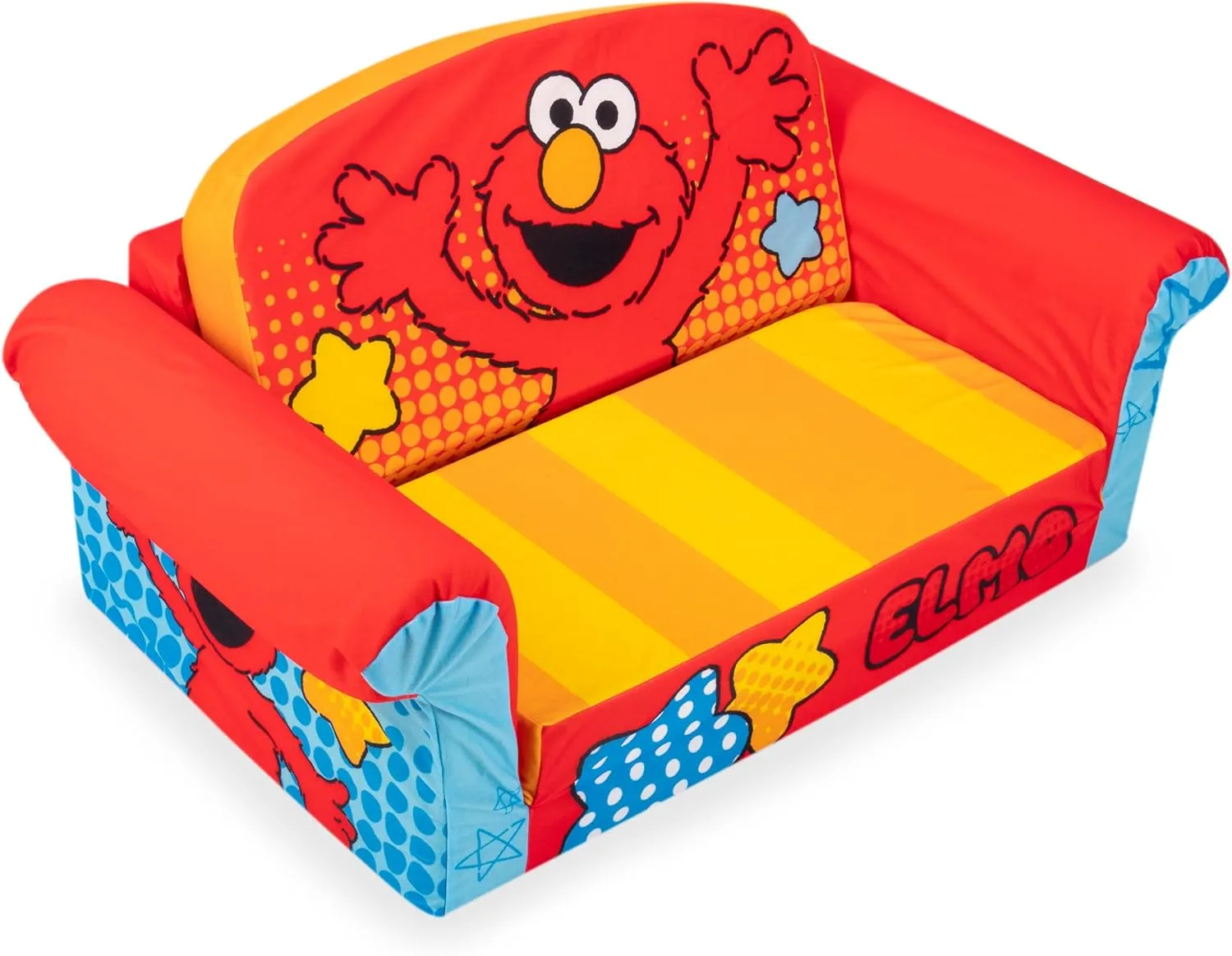 marshmallow Furniture 2-in-1 Flip Open Foam Couch Bed Sleeper Sofa Kid's Furniture for Ages 18 Months and Up, Elmo
