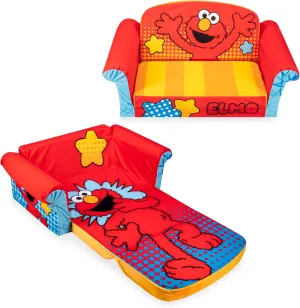 marshmallow Furniture 2-in-1 Flip Open Foam Couch Bed Sleeper Sofa Kid's Furniture for Ages 18 Months and Up, Elmo