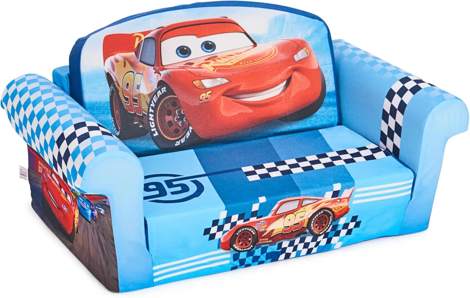 Marshmallow Furniture, Children's 2-in-1 Flip Open Foam Compressed Sofa, Disney's Cars, Multicolor
