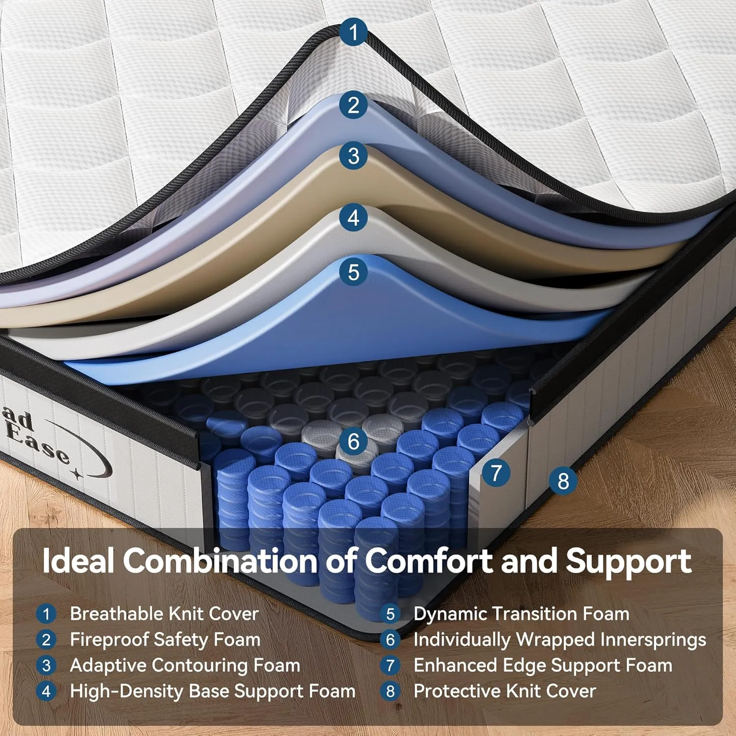 Mattress Queen Size, 12 Inch Queen Hybrid Mattress in a Box, Memory Foam with Firm Individually Wrapped Pocket Springs, Pressure Relief & Motion Isolation, CertiPUR-US Certified, 60" x 80" x 12"