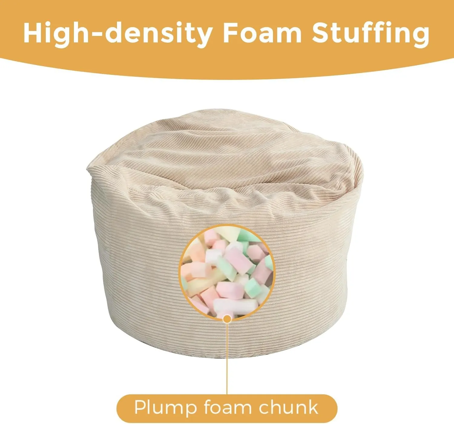 MAXYOYO Giant Bean Bag Chair Bed for Adults, Convertible Beanbag Folds from Lazy Chair to Floor Mattress Bed, Large Floor Sofa Couch, Big Sofa Bed, High-Density Foam Filling, Machine Washable