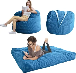 MAXYOYO Giant Bean Bag Chair Bed for Adults, Convertible Beanbag Folds from Lazy Chair to Floor Mattress Bed, Large Floor Sofa Couch, Big Sofa Bed, High-Density Foam Filling, Machine Washable