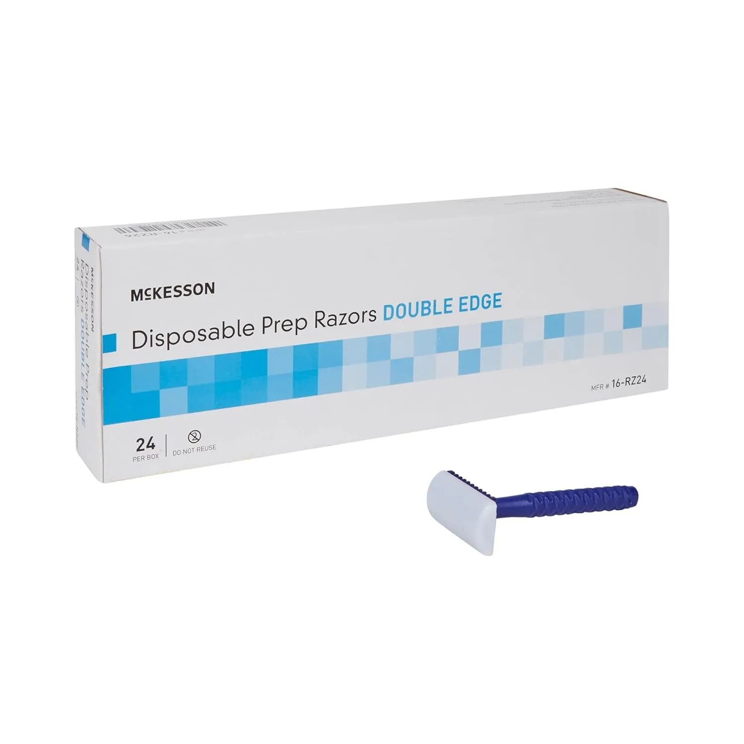 McKesson Disposable Razors [24 Count] Prep Shaving Razor, Single Blade Double Edge, Stainless Steel Blade, For Men and Women, Bulk, Blue