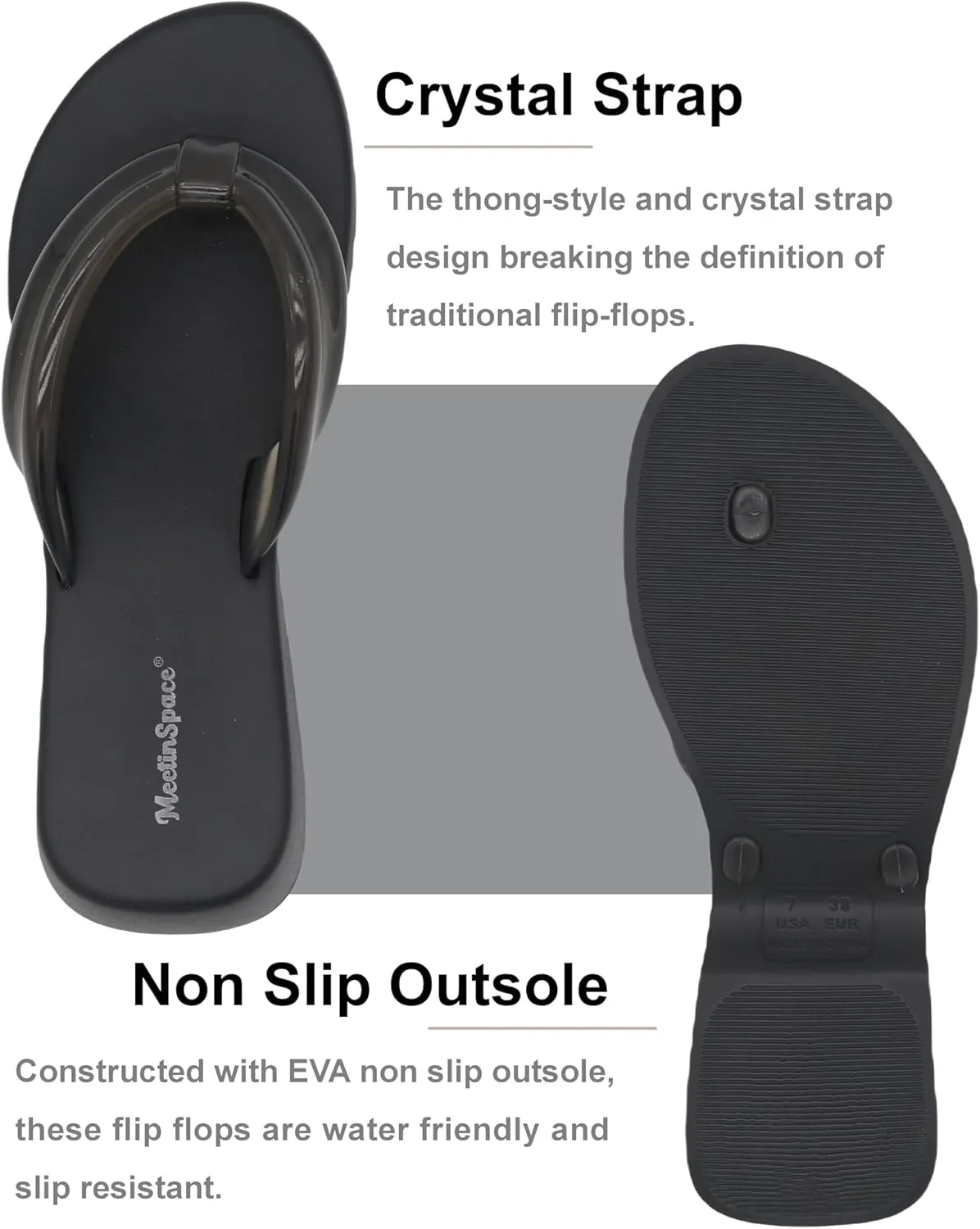Meetinspace Women's EVA Platform Flip Flops Comfortable Thong Sandals Mid Heel Summer Beach Sandals