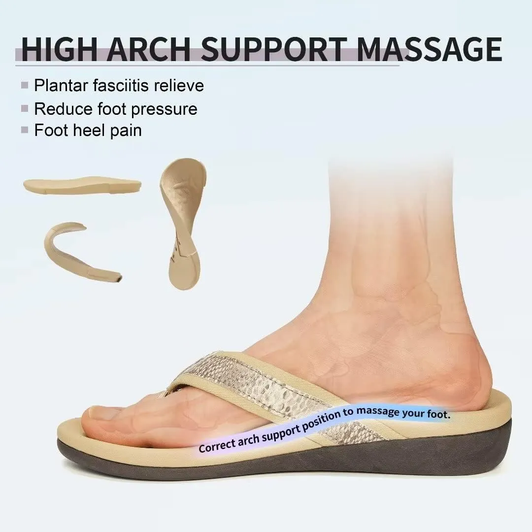 MEGNYA Womens Orthotic Flip Flops, Plantar Fasciitis Sandals for Flat Feet with Arch Support Thong Style Flip Flops, Comfortable Walking Sandals for Beach, Vacation