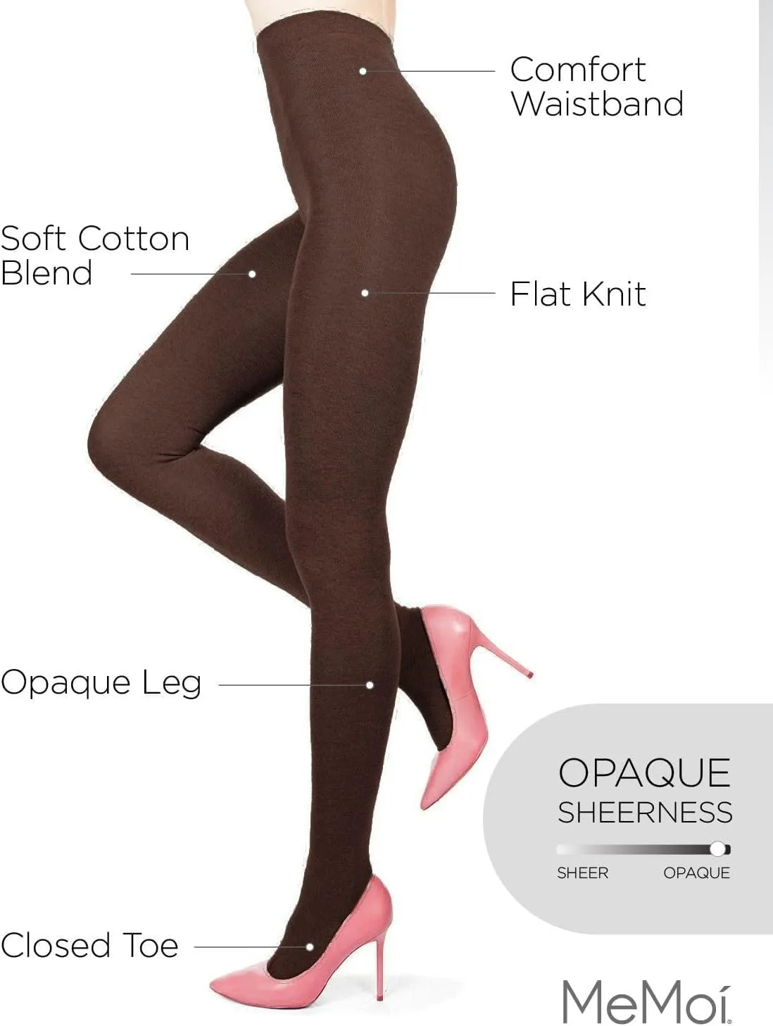 MeMoi Women's MO-325 Flat Knit Sweater Tights