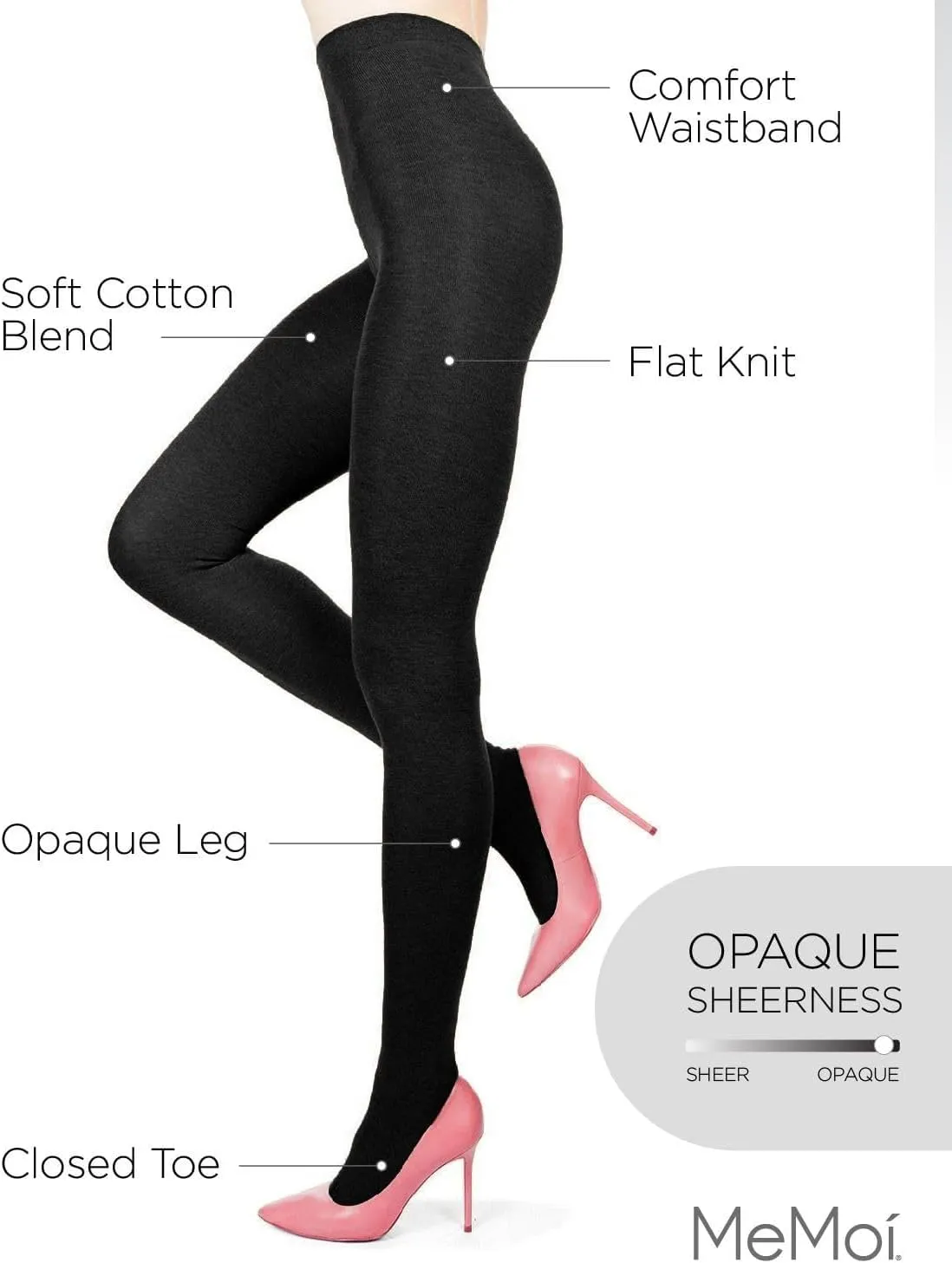 MeMoi Women's MO-325 Flat Knit Sweater Tights