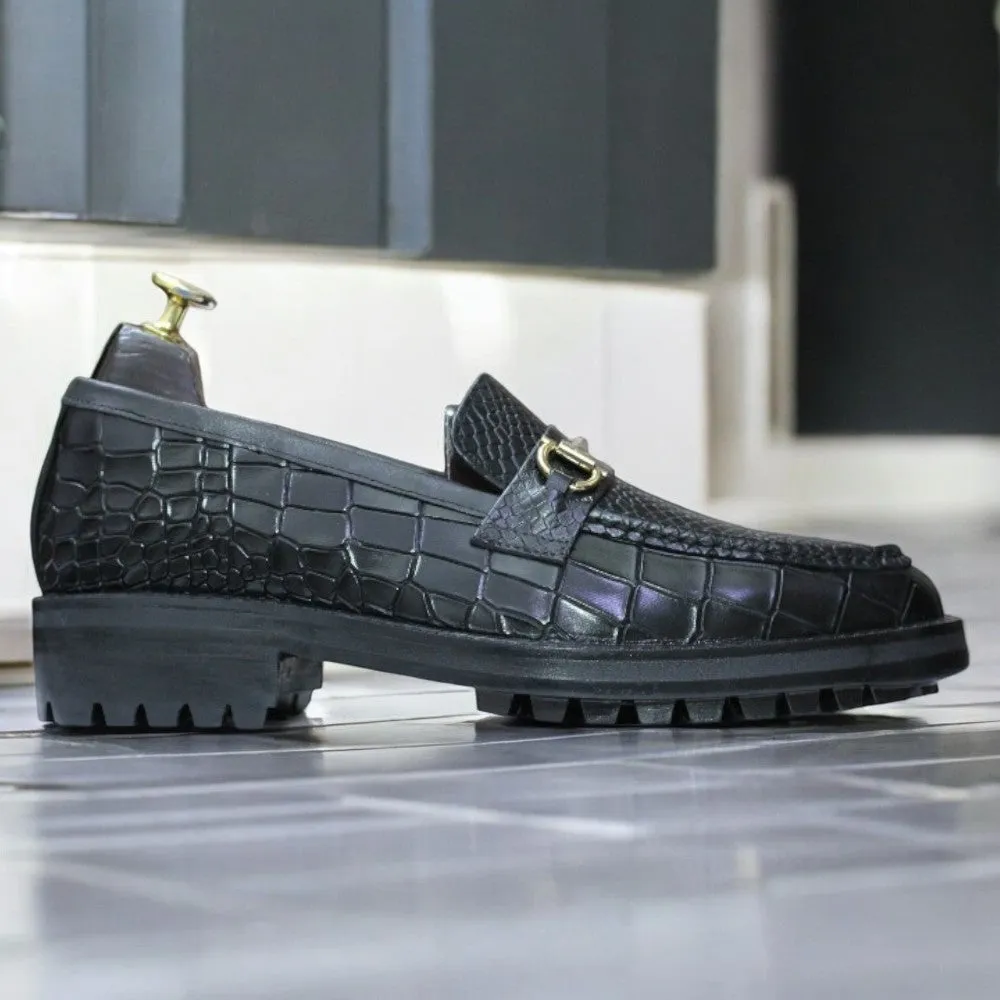 Men's Black Alligator Loafer