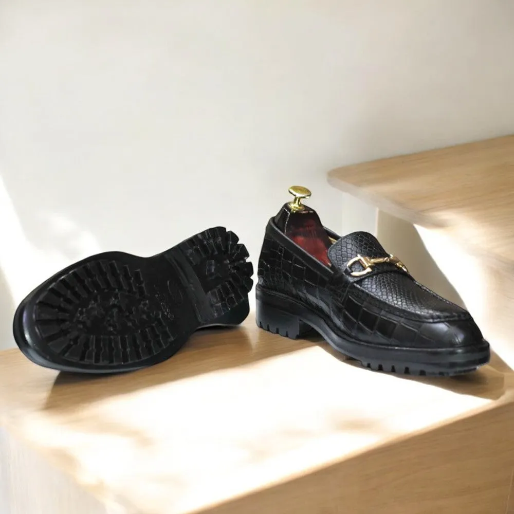 Men's Black Alligator Loafer