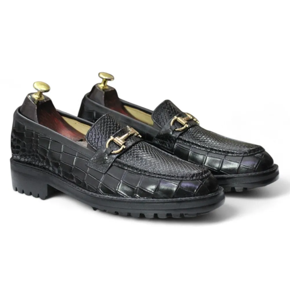 Men's Black Alligator Loafer