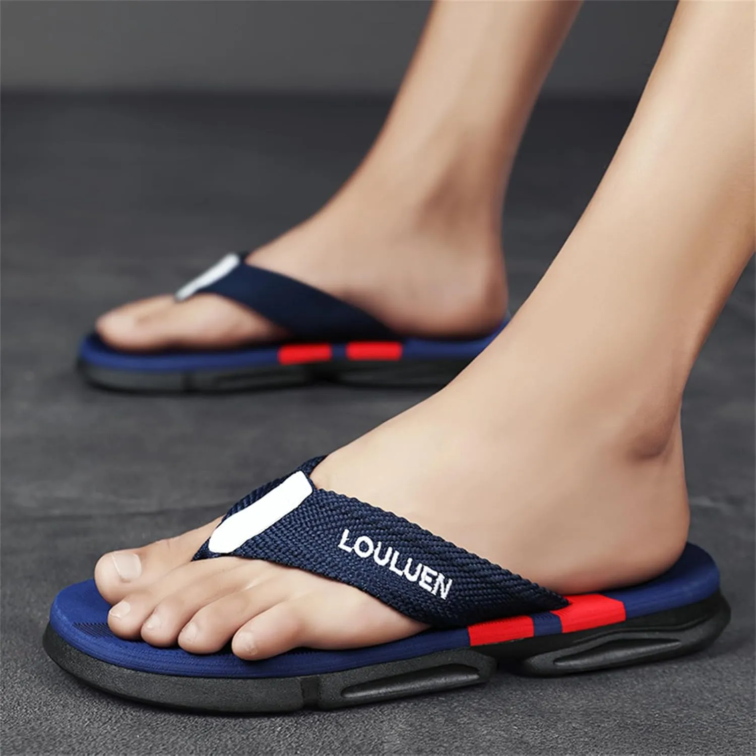 Men's Color Block Summer Flip Flops | Outdoor Leisure Beach Shoes for Men | Men's Slip-on Slippers with Anti-slip Sole