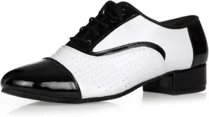 Men's Dance Shoes, Lace-Up Cowhide Leather Salsa Tango Waltz Ballroom Latin Dance Shoes for Outdoor