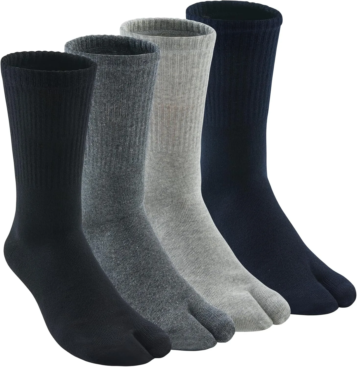 Men's Flip Flop Socks Tabi Split Toe Geta Wicking Cotton Pack of 4