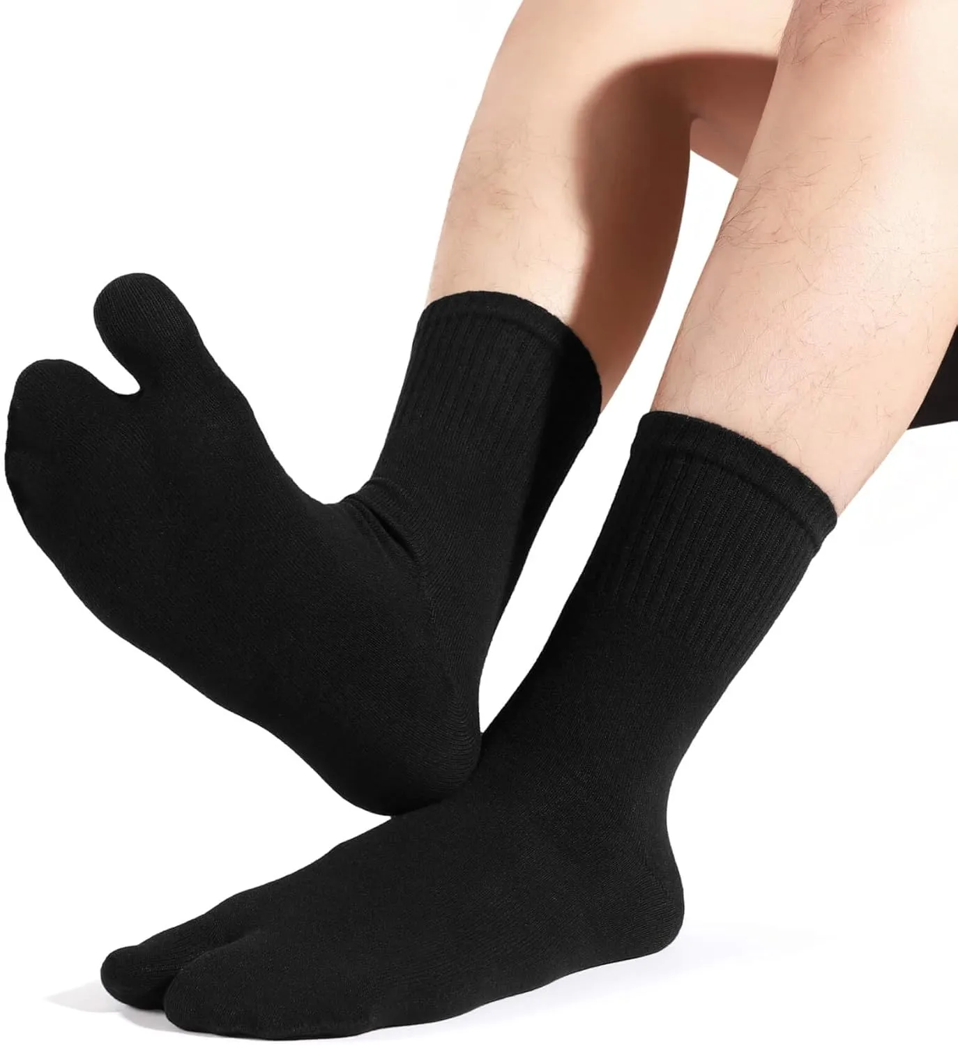 Men's Flip Flop Socks Tabi Split Toe Geta Wicking Cotton Pack of 4