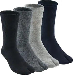 Men's Flip Flop Socks Tabi Split Toe Geta Wicking Cotton Pack of 4