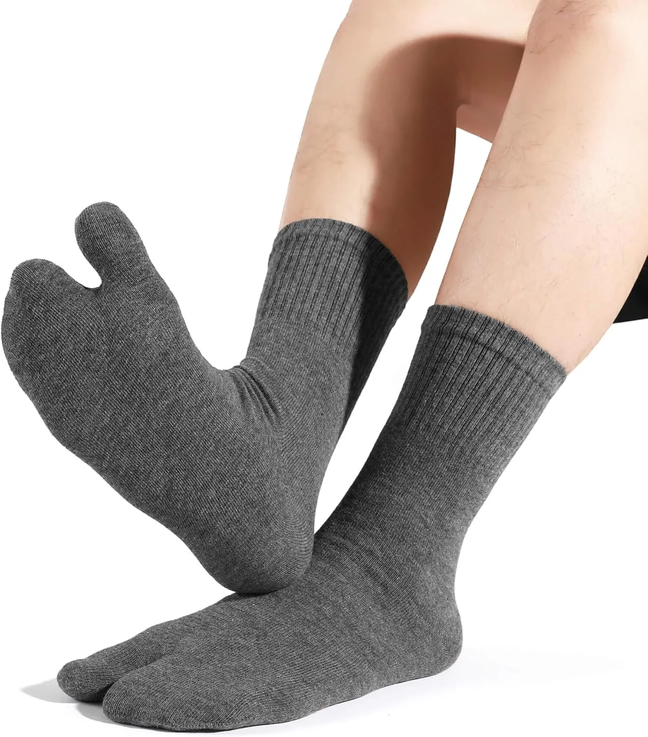 Men's Flip Flop Socks Tabi Split Toe Geta Wicking Cotton Pack of 4
